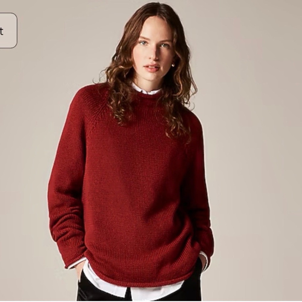 J.Crew 1988 Rollneck Sweater in Cotton in Red Ochre, Size Medium - Picture 4 of 9